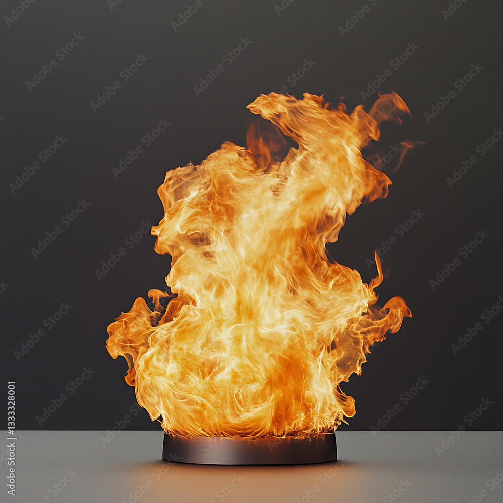 Poster dynamic fire flame display studio setting high-quality image dark background dramatic viewpoint visu