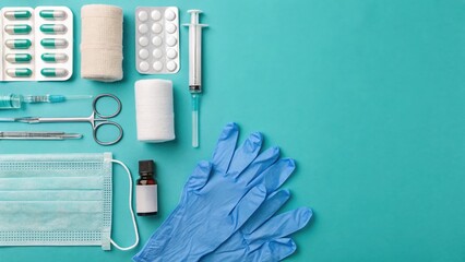 Medical Supplies Flat Lay