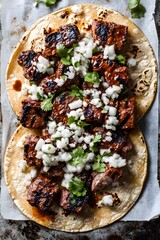 Delicious Grilled Steak Tacos with Cilantro and Onions