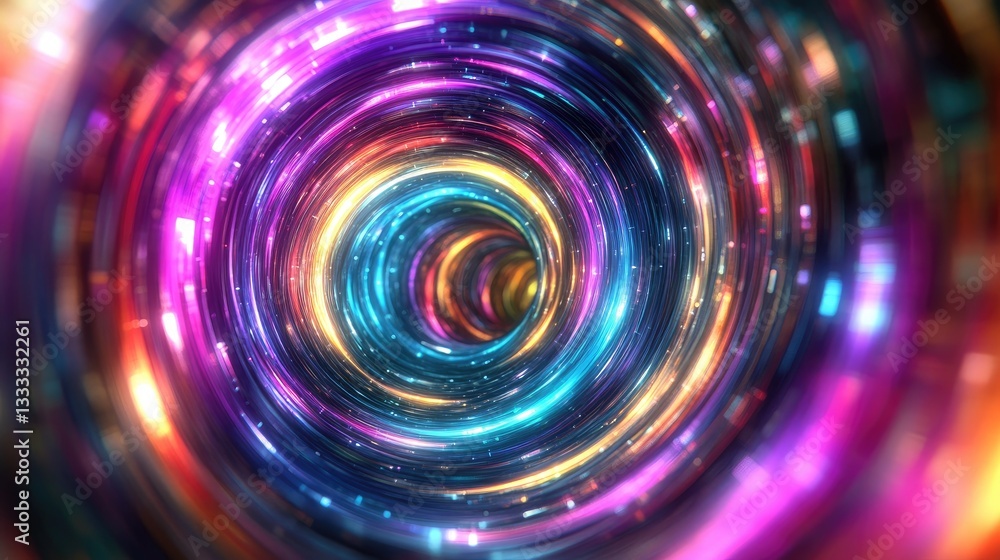 Poster colorful swirling vortex of light and energy creating an abstract digital background for creative pr