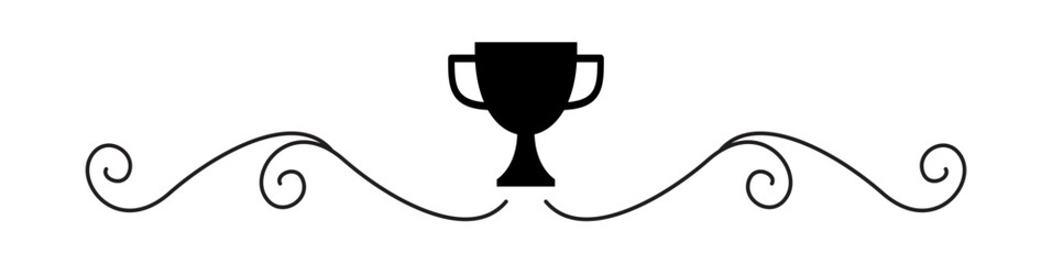 Elegant Victorian swirls with trophy vector for awards, achievements, and decorative elements. Perfect for classic design, certificate templates, and vintage-style projects.