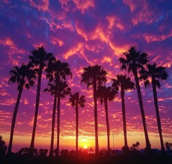 Obraz premium palm trees at sunset