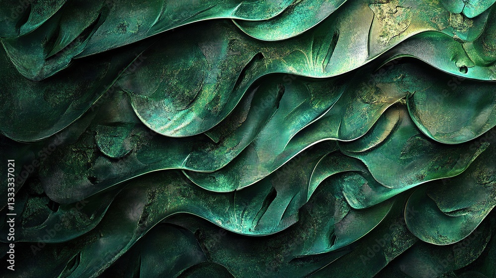 Poster dynamic textured abstract green pattern in 3d style