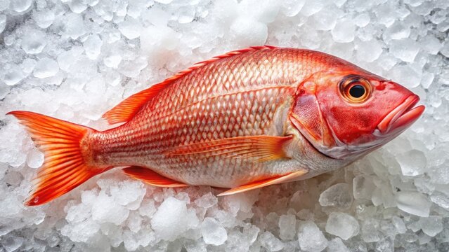 Fresh red pargo fish on ice at a seafood market,seafood-market, seafood, seafood-market,seafood,fresh