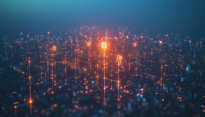 Obraz premium Cellular networks integrating 5G with IoT devices to enhance smart city infrastructure, Cellular Networks, Connected and futuristic