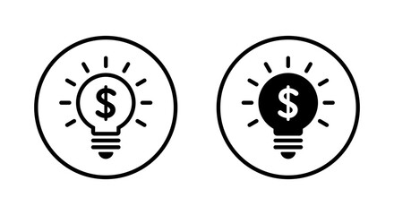 Light bulb with dollar currency icon on circle line. Money idea sign symbol