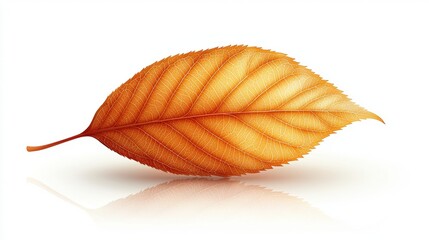 Naklejka premium Vibrant Orange Leaf Isolated on White Background with Detailed Texture and Reflection