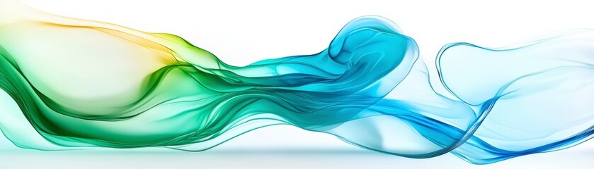 Obraz premium Abstract Flowing Teal, Green and Yellow Waves.