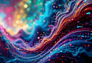 colorful abstract particle streams, vibrant digital art background