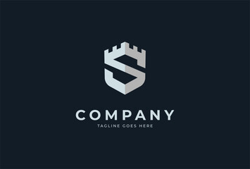 Fototapeta premium Initial S shield security logo design template. vector illustration