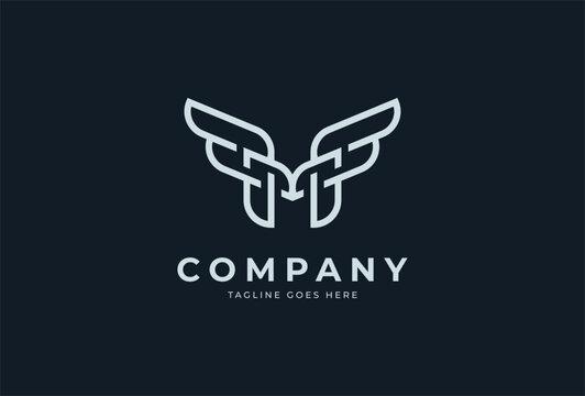 Initial M wing or FM Monogram Logo. letter M wing or FM monoline design logo inspiration. vector illustration