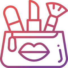 cosmetic bag gradient line icon