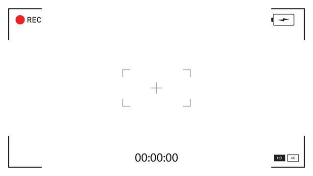 Camera viewfinder. Viewfinder camera recording. Video screen on a black background. vector illustration	