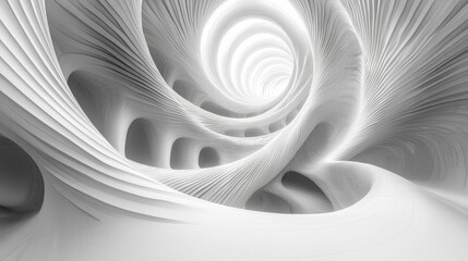 Abstract White Spiral Design in a Modern Architectural Environment with Elegant Curves and Shapes