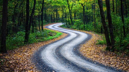 Serene Autumnal Forest Road