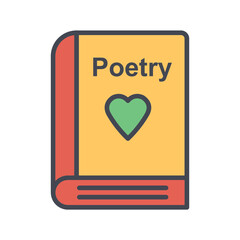Romantic poetry book Vector Icon