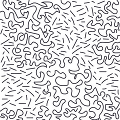 Art in the form of a labyrinth or winding lines with short stripes.