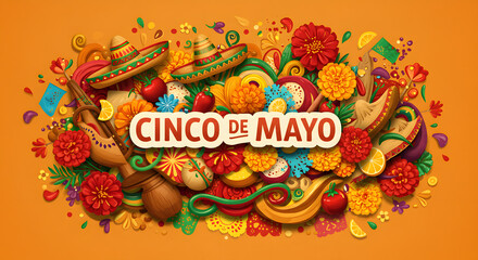 Obraz premium Cinco de Mayo Celebration with Traditional Mexican Food and Decorations