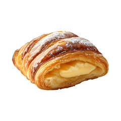 Caramel Cream Filled Danish Isolated on Transparent Background