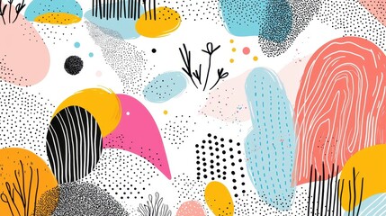 Whimsical Abstract Background in Memphis Style with Bold Colors