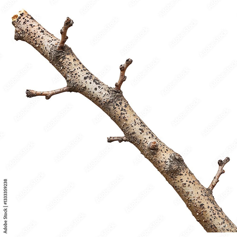 Poster birch tree branch isolated on white background with clipping path.