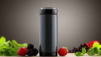 Black Thermos for Healthy Drink, Studio Shot.