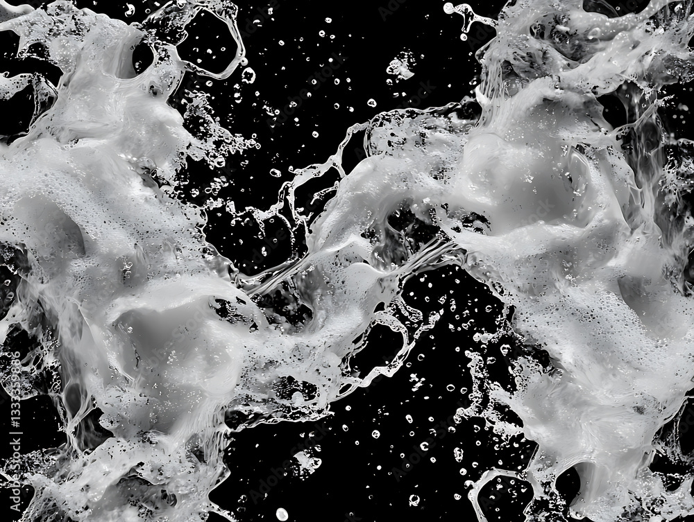 Poster dynamic water splash action abstract setting high-quality image black background close-up perspectiv
