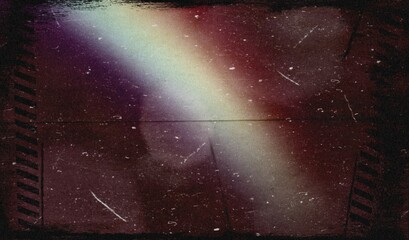 grainy colorful retro dusty warm blue light leaks on black background with dust texture. abstract damaged scratched retro film analog effect for using over photos as overlay or screen filter