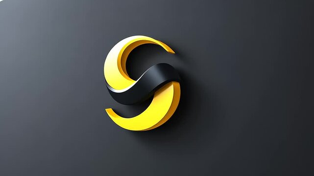 Modern abstract logo design featuring yellow and black elements on a dark background
