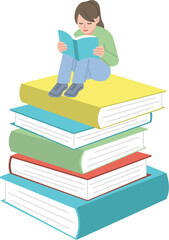 知は力なり　読書をする女の子