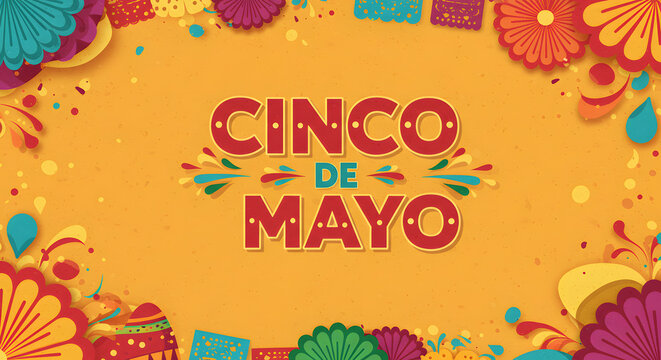 Cinco de Mayo Celebration Background with Colorful Flowers