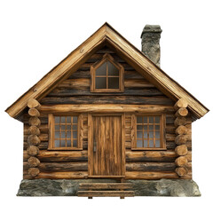 Wood cabin stands alone on a Transparent background showcasing rustic charm and natural materials, Wood cabin isolated on PNG background