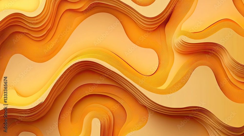 Poster abstract orange waves design with layered depth and flowing lines