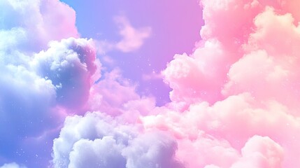 Fototapeta premium Dreamy Clouds with Soft Pink and Blue Hues in a Serene Sky