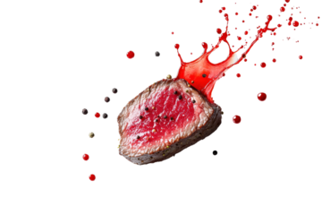 Dramatic Bleeding Meat Heart Splash on White Background