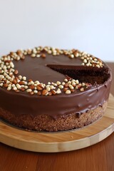 Delicious Chocolate Fudge Cake with Nuts, Decadent Dessert