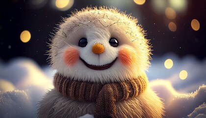 웃고있는 귀여운 눈사람