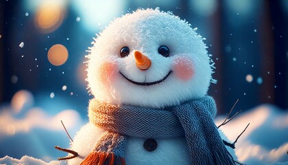 웃고있는 귀여운 눈사람