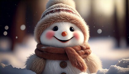 웃고있는 귀여운 눈사람