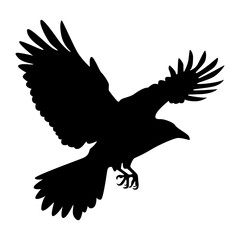Halloween Crow Silhouette. Isolated on White Background. 