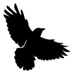 Halloween Crow Silhouette. Isolated on White Background. 