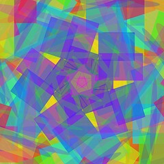 A hand made Colorful Abstract Geometric Composition with Overlapping Squares