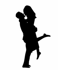 Silhouette of Affectionate Couple in a Cute Pose