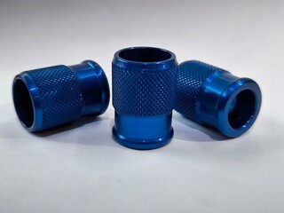 Colorful Aluminum CNC Valve Caps in Blue