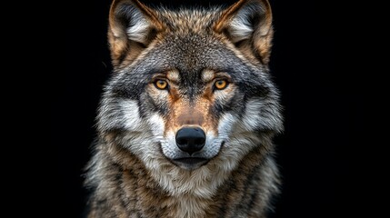 Fototapeta premium Wolf Portrait. Dark Background.