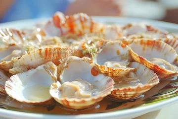 Delicious Grilled Scallops Seafood Plate Closeup