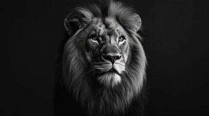Majestic Lion Portrait in Black and White