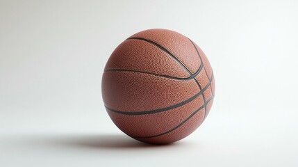 Obraz premium Close-up of a single, orange basketball on a white background.