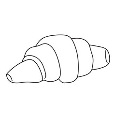 Outline croissant pastry black color. worksheet coloring book page.Illustration of a freshly baked croissant,
