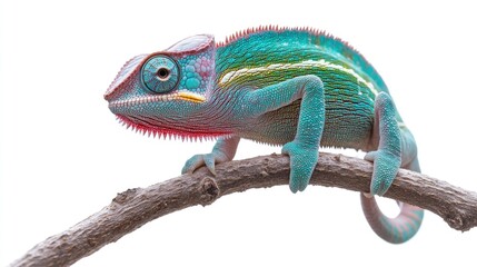 Fototapeta premium Vibrant Blue Chameleon on a Branch